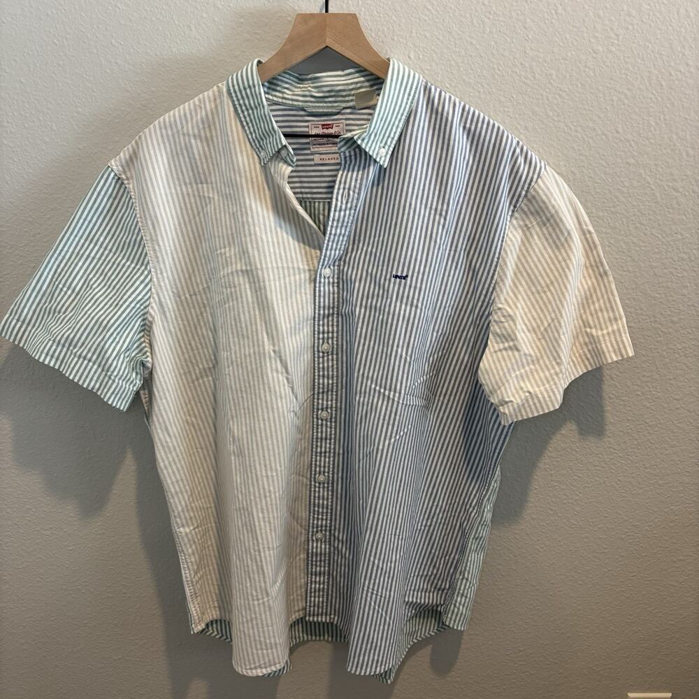 Levi's Short Sleeve Authentic Color Block Button Down Shirt Size XL